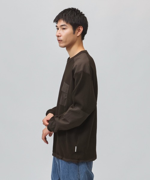 TIGORA(ティゴラ)の「ティゴラ TIGORA ワッフルポケットロングTシャツ(Tシャツ/カットソー・メンズ・ブラウン/チャコールグレー/オフホワイト/ネイビー・L/S/M/LL/3L)」の15枚目の写真