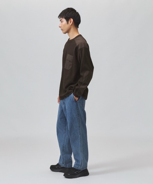 TIGORA(ティゴラ)の「ティゴラ TIGORA ワッフルポケットロングTシャツ(Tシャツ/カットソー・メンズ・ブラウン/チャコールグレー/オフホワイト/ネイビー・L/S/M/LL/3L)」の19枚目の写真