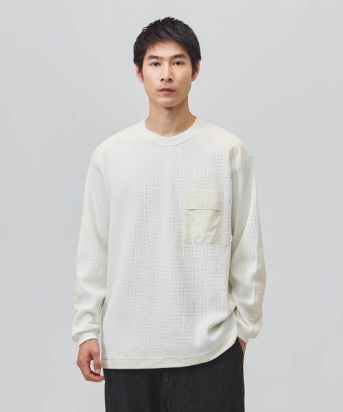 TIGORA(ティゴラ)の「ティゴラ TIGORA ワッフルポケットロングTシャツ(Tシャツ/カットソー・メンズ・ブラウン/チャコールグレー/オフホワイト/ネイビー・L/S/M/LL/3L)」の22枚目の写真