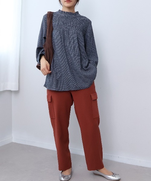 leswel（レスウェル）の「【M～5L】ドビーチェックシャーリングブラウス（シャツ/ブラウス・レディース・ブラウン/クリーム/ブラック・4L/3L/LL/L/M/5L）」の19枚目の写真