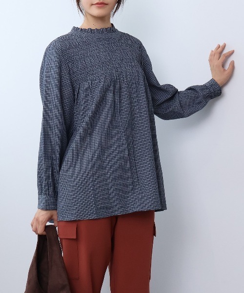 leswel（レスウェル）の「【M～5L】ドビーチェックシャーリングブラウス（シャツ/ブラウス・レディース・ブラウン/クリーム/ブラック・4L/3L/LL/L/M/5L）」の14枚目の写真