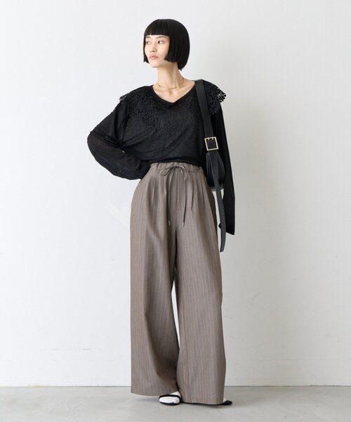 CIAOPANIC TYPY(チャオパニックティピー)の「∴ビッグレースカラードッキングシアーTee(Tシャツ/カットソー・レディース・オフホワイト/ブラック/ブラウン/グリーン・ONE SIZE)」の14枚目の写真