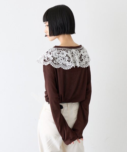 CIAOPANIC TYPY(チャオパニックティピー)の「∴ビッグレースカラードッキングシアーTee(Tシャツ/カットソー・レディース・オフホワイト/ブラック/ブラウン/グリーン・ONE SIZE)」の19枚目の写真