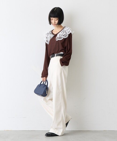 CIAOPANIC TYPY(チャオパニックティピー)の「∴ビッグレースカラードッキングシアーTee(Tシャツ/カットソー・レディース・オフホワイト/ブラック/ブラウン/グリーン・ONE SIZE)」の9枚目の写真