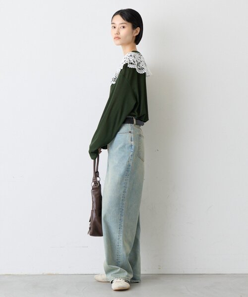 CIAOPANIC TYPY(チャオパニックティピー)の「∴ビッグレースカラードッキングシアーTee(Tシャツ/カットソー・レディース・オフホワイト/ブラック/ブラウン/グリーン・ONE SIZE)」の6枚目の写真