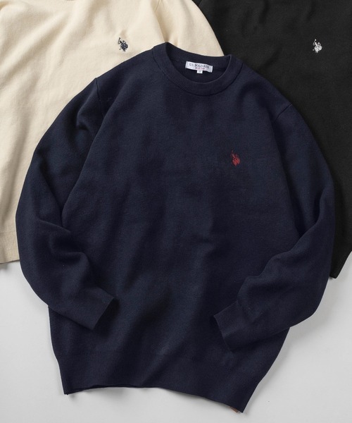 U.S. POLO ASSN.(ユーエスポロアッスン)の「【80】【U.S. POLO ASSN./ユーエスポロアッスン】ミラノリブ スウェットライク ニット/クルーネック/総針/チクチクしない/ユニセックス/レディース/メンズ(ニット/セーター・メンズ・ネイビー/アイボリー/グレー/モカ/ブラック・L/M)」の5枚目の写真