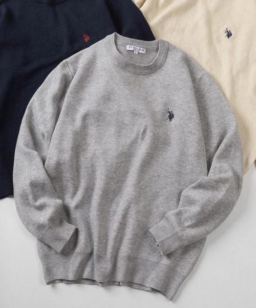 U.S. POLO ASSN.(ユーエスポロアッスン)の「【80】【U.S. POLO ASSN./ユーエスポロアッスン】ミラノリブ スウェットライク ニット/クルーネック/総針/チクチクしない/ユニセックス/レディース/メンズ(ニット/セーター・メンズ・ネイビー/アイボリー/グレー/モカ/ブラック・L/M)」の4枚目の写真