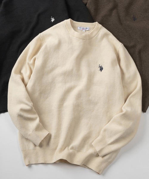 U.S. POLO ASSN.(ユーエスポロアッスン)の「【80】【U.S. POLO ASSN./ユーエスポロアッスン】ミラノリブ スウェットライク ニット/クルーネック/総針/チクチクしない/ユニセックス/レディース/メンズ(ニット/セーター・メンズ・ネイビー/アイボリー/グレー/モカ/ブラック・L/M)」の2枚目の写真