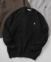 【80】【U.S. POLO ASSN./ユーエスポロアッスン】ミラノリブ スウェットライク ニット/クルーネック/総針/チクチクしない/ユニセックス/レディース/メンズ