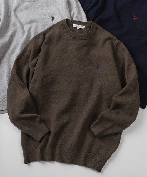 U.S. POLO ASSN.(ユーエスポロアッスン)の「【80】【U.S. POLO ASSN./ユーエスポロアッスン】ミラノリブ スウェットライク ニット/クルーネック/総針/チクチクしない/ユニセックス/レディース/メンズ(ニット/セーター・メンズ・ネイビー/アイボリー/グレー/モカ/ブラック・L/M)」の1枚目の写真