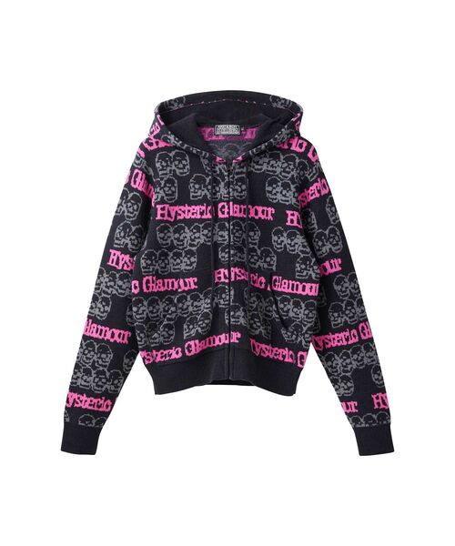 HYSTERIC GLAMOUR(ヒステリックグラマー)の「SKULL STRIPE柄ジャカード パーカー(パーカー・レディース・ピンク系その他/ブラウン系その他/ブラック系その他・FREE)」の2枚目の写真