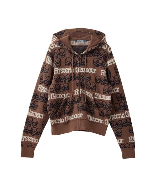 HYSTERIC GLAMOUR(ヒステリックグラマー)の「SKULL STRIPE柄ジャカード パーカー(パーカー・レディース・ピンク系その他/ブラウン系その他/ブラック系その他・FREE)」の3枚目の写真