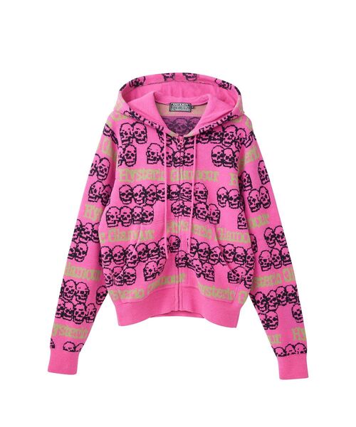 HYSTERIC GLAMOUR(ヒステリックグラマー)の「SKULL STRIPE柄ジャカード パーカー(パーカー・レディース・ピンク系その他/ブラウン系その他/ブラック系その他・FREE)」の1枚目の写真
