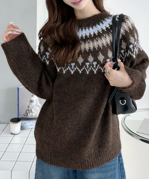 Ada.(エイダ)の「ノルディック モヘアライク オーバーサイズ ニット(ニット/セーター・レディース・グレー/アイボリー/ブラウン・FREE)」の12枚目の写真