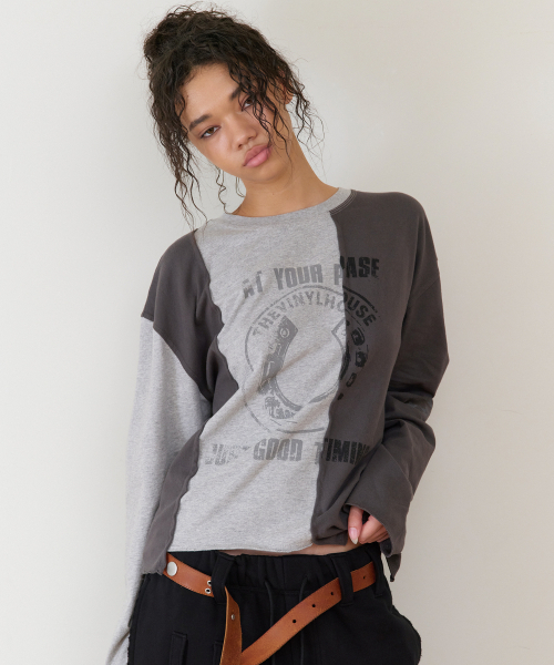 THEVINYLHOUSE(ザバイニルハウス)の「BLOCK UNBALANCE LS TEE(W) GREY(Tシャツ/カットソー・レディース・その他・FREE)」の2枚目の写真
