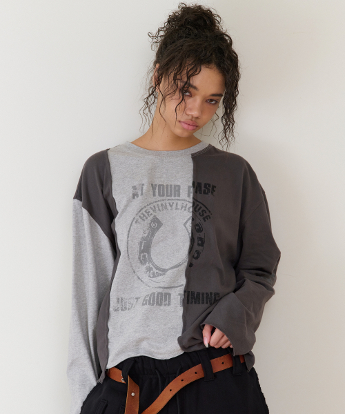 THEVINYLHOUSE(ザバイニルハウス)の「BLOCK UNBALANCE LS TEE(W) GREY(Tシャツ/カットソー・レディース・その他・FREE)」の3枚目の写真