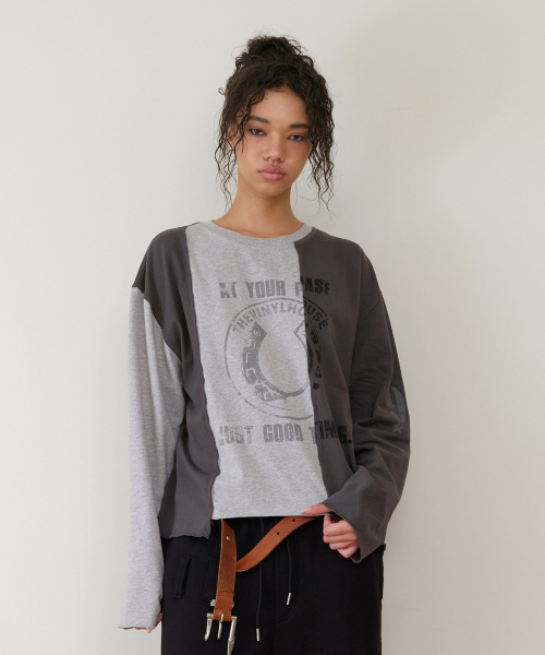 THEVINYLHOUSE(ザバイニルハウス)の「BLOCK UNBALANCE LS TEE(W) GREY(Tシャツ/カットソー・レディース・その他・FREE)」の5枚目の写真