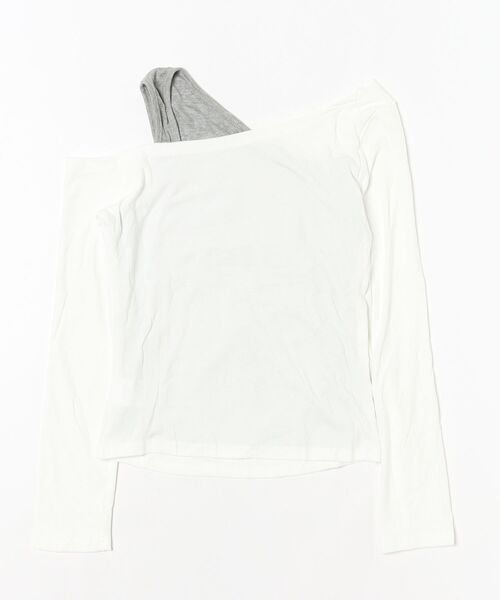 MONO8(モノハチ)の「大胆なスラッシュデザインが目を惹く、レイヤード風デザイントップス(Tシャツ/カットソー・レディース・ブラック・M)」の8枚目の写真