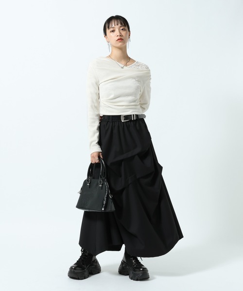 PAGEBOY（ページボーイ）の「リブニットソードレーププルオーバー（Tシャツ/カットソー・レディース・オフホワイト/ブラック/パープル・FREE）」の6枚目の写真