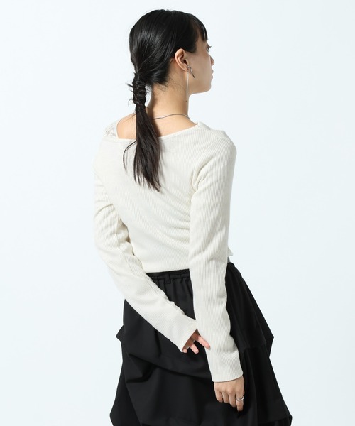 PAGEBOY（ページボーイ）の「リブニットソードレーププルオーバー（Tシャツ/カットソー・レディース・オフホワイト/ブラック/パープル・FREE）」の5枚目の写真