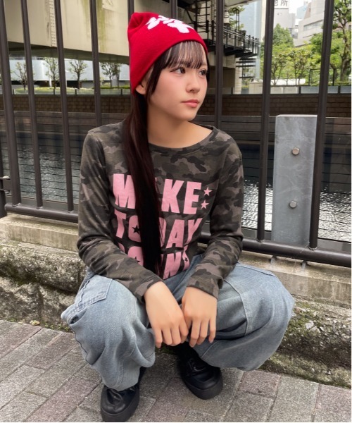 GORGE(ゴージ)の「ビッグロゴ テレコトップス|全4色(Tシャツ/カットソー・レディース・ブラック/ネイビー/オフホワイト/カモフラージュ・F)」の5枚目の写真