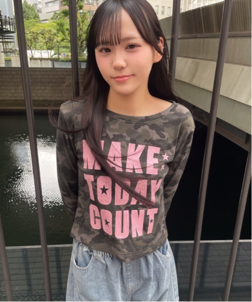 GORGE(ゴージ)の「ビッグロゴ テレコトップス|全4色(Tシャツ/カットソー・レディース・ブラック/ネイビー/オフホワイト/カモフラージュ・F)」の7枚目の写真