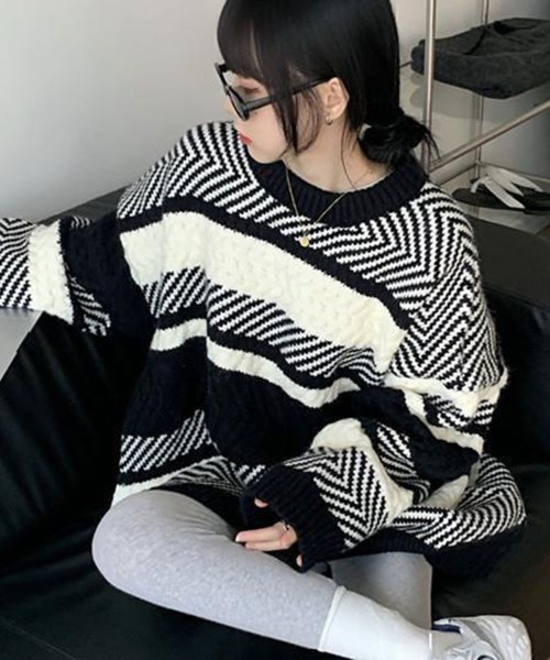 Flugge(フラッジー)の「マルチパターンニット(ニット/セーター・レディース・ブラック・FREE)」の6枚目の写真
