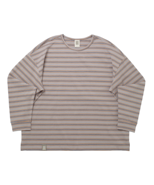 A NOTHING(アナッシング)の「STRIPE BINDING-NECK BOX TEE (Warm Gray)(Tシャツ/カットソー・レディース・その他・MEDIUM/LARGE)」の1枚目の写真