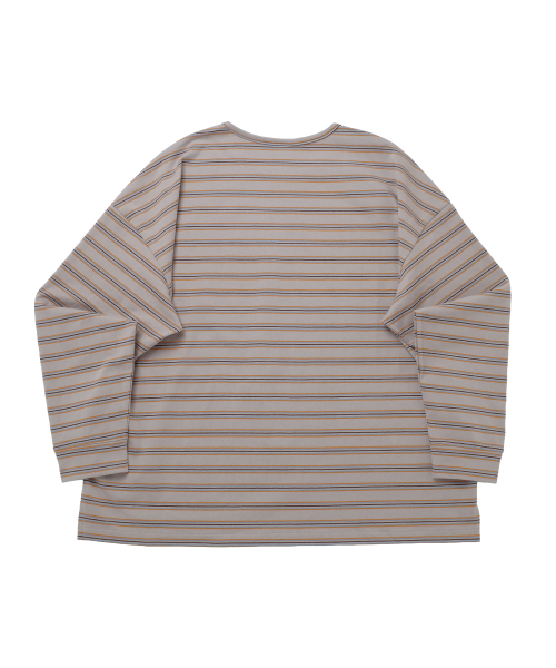 A NOTHING(アナッシング)の「STRIPE BINDING-NECK BOX TEE (Warm Gray)(Tシャツ/カットソー・レディース・その他・MEDIUM/LARGE)」の2枚目の写真