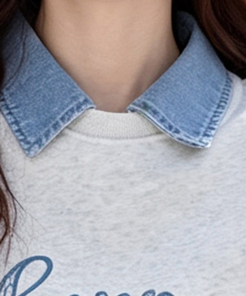 ReRe(リリ)の「デニム襟重ね着風スウェット(スウェット・レディース・アッシュグレー・MEDIUM/X-LARGE/LARGE)」の11枚目の写真