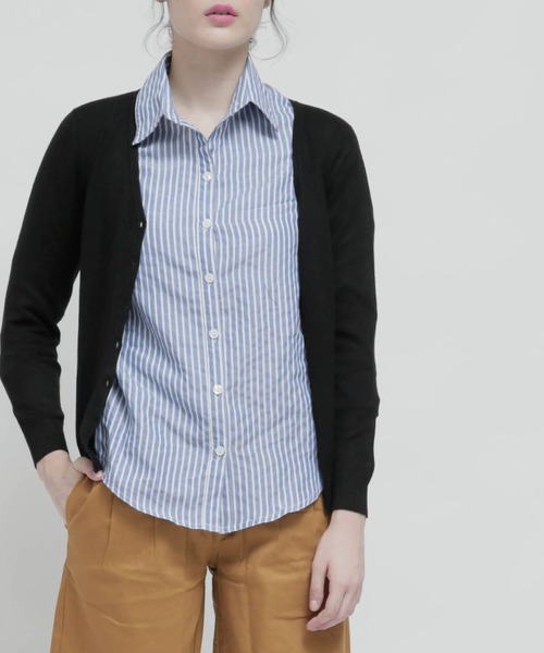 aimoha（アイモハ）の「Ｖネックニットカーディガン（カーディガン/ボレロ・レディース・ブルー系その他/イエロー/パープル系その他/ホワイト/スカイブルー/アイボリー/ピンク/レッド/ベージュ/ミント/ブラック/ブルー/グリーン/グレー/レッド系その他/ネイビー/キャメル/ホワイト×ネイビー/ホワイト×ブラック/ホワイト×ブルー/ブルー系その他2・XX-LARGE/X-LARGE/LARGE/SMALL/MEDIUM/XXXX-LARGE/XXX-LARGE）」の6枚目の写真