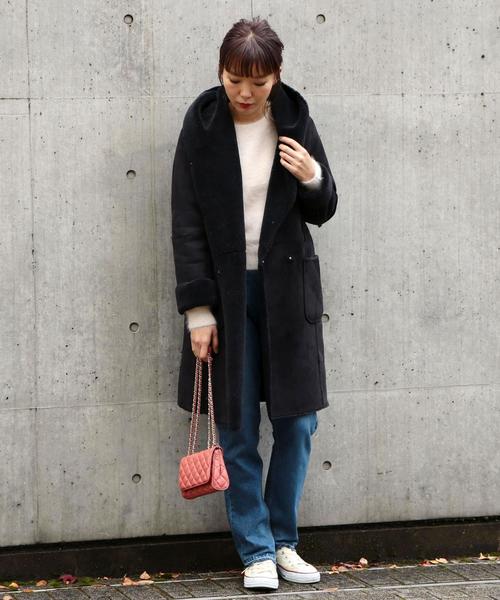 Another Edition（アナザーエディション）の「フェイクムートンフードコート/AEBC FAKE MOUTON HOOD◆（ムートンコート・レディース・ブラック/ブラウン/ベージュ・SMALL/MEDIUM）」の5枚目の写真