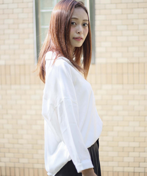 Denime（ドゥニーム）の「スキッパーとろみブラウス（シャツ/ブラウス・レディース・グレー/ホワイト/ブラック・FREE）」の11枚目の写真