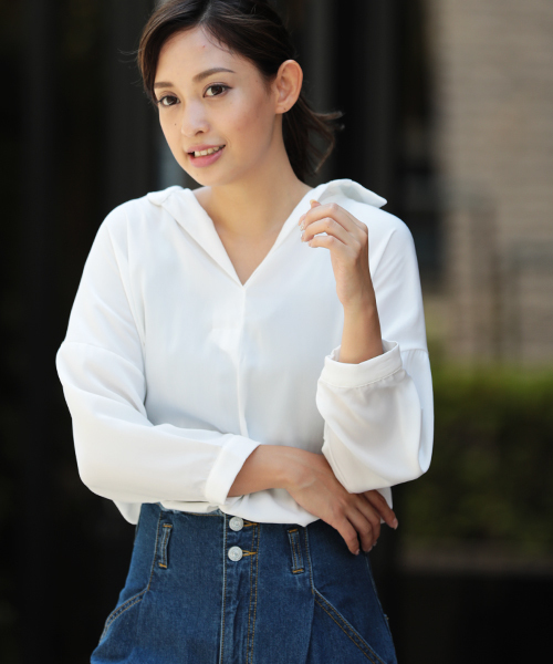 Denime（ドゥニーム）の「スキッパーとろみブラウス（シャツ/ブラウス・レディース・グレー/ホワイト/ブラック・FREE）」の20枚目の写真