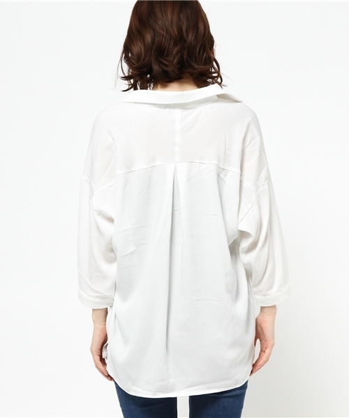 Denime（ドゥニーム）の「スキッパーとろみブラウス（シャツ/ブラウス・レディース・グレー/ホワイト/ブラック・FREE）」の9枚目の写真