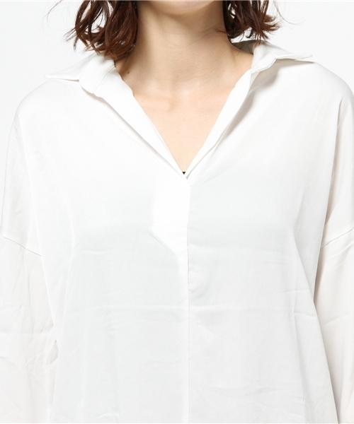 Denime（ドゥニーム）の「スキッパーとろみブラウス（シャツ/ブラウス・レディース・グレー/ホワイト/ブラック・FREE）」の10枚目の写真