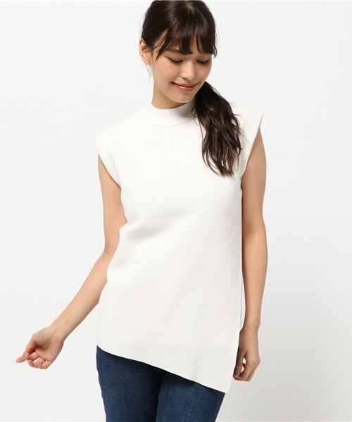 UN3D.(アンスリード)の「【UN3D.】MILANORIB ASYMME TOP/ミラノリブアシメトップス(ニット/セーター・レディース・ホワイト/ブラック・38)」の2枚目の写真