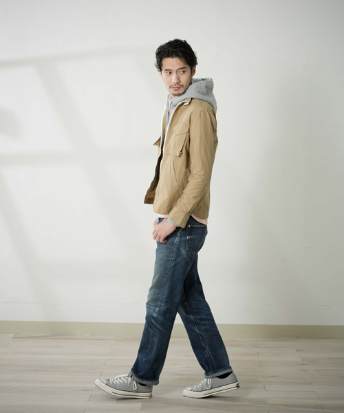 Denime(ドゥニーム)の「64ミリタリーZIPシャツ(ナイロンジャケット・メンズ・ベージュ/ネイビー/カーキ・MEDIUM/LARGE)」の9枚目の写真
