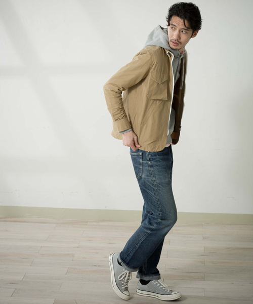 Denime(ドゥニーム)の「64ミリタリーZIPシャツ(ナイロンジャケット・メンズ・ベージュ/ネイビー/カーキ・MEDIUM/LARGE)」の10枚目の写真