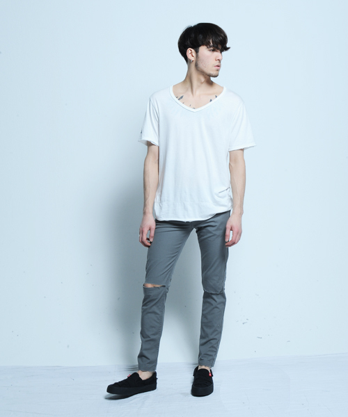 VIRGOwearworks(ヴァルゴウェアワークス)の「DAMAGE EVERY 9(チノパンツ・メンズ・ブラック/グレー・3/2/4)」の10枚目の写真