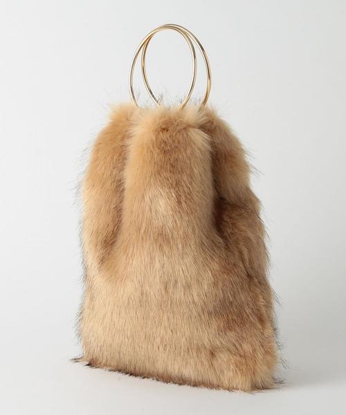 Another Edition（アナザーエディション）の「リングフェイクファーバッグ（ハンドバッグ・レディース・グレー/ブラウン/ベージュ・フリー）」の4枚目の写真