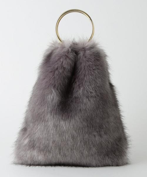 Another Edition（アナザーエディション）の「リングフェイクファーバッグ（ハンドバッグ・レディース・グレー/ブラウン/ベージュ・フリー）」の10枚目の写真