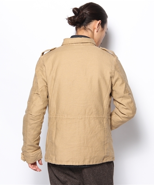 WEGO（ウィゴー）の「綿麻バックサテンミリタリーM-65ジャケット（ミリタリージャケット・メンズ・ベージュ/カーキ・MEDIUM/LARGE）」の4枚目の写真