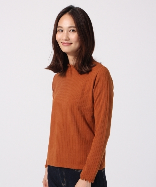 GLOBAL WORK（グローバルワーク）の「リブメロースタンドネック２/770611（Tシャツ/カットソー・レディース・ホワイト/ベージュ系その他/ブラック/グレー/オレンジ系その他/その他・MEDIUM/LARGE）」の6枚目の写真