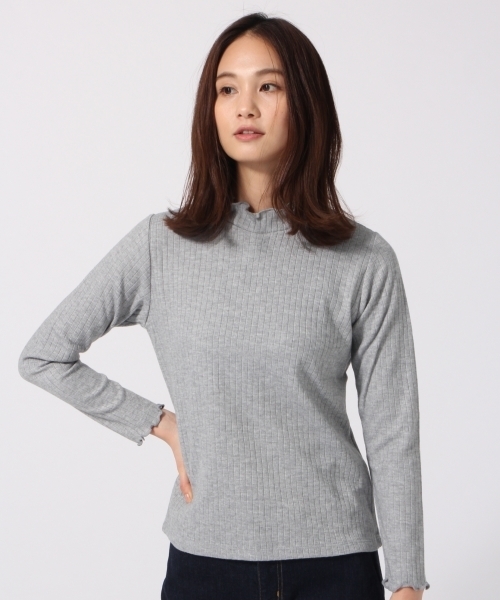 GLOBAL WORK（グローバルワーク）の「リブメロースタンドネック２/770611（Tシャツ/カットソー・レディース・ホワイト/ベージュ系その他/ブラック/グレー/オレンジ系その他/その他・MEDIUM/LARGE）」の4枚目の写真