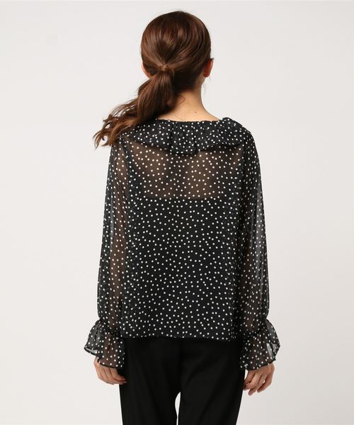 Cheek（チーク）の「ドットラッフルブラウス（シャツ/ブラウス・レディース・オフホワイト/ブラック・MEDIUM）」の4枚目の写真