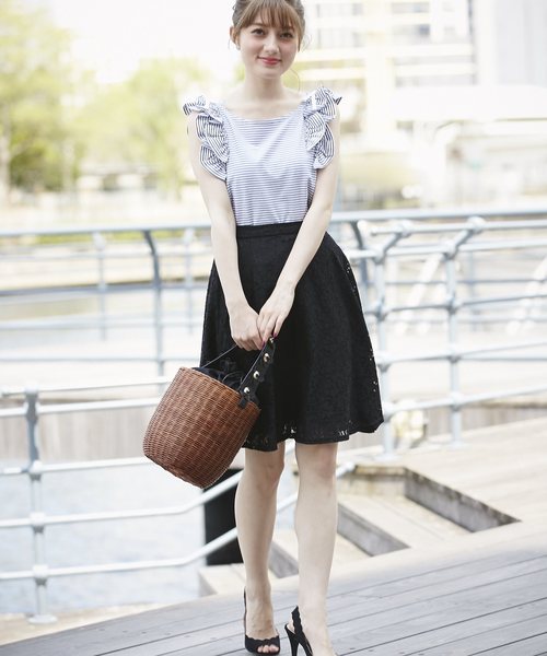 tocco closet（トッコ　クローゼット）の「 お花×スタッズかごバック（かごバッグ・レディース・ブラック/ホワイト・FREE）」の14枚目の写真