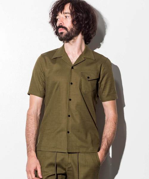 AKM Contemporary(エイケイエムコンテンポラリー)の「AKM Contemporary(エイケイエムコンテンポラリー)リネン混プリぺラハーフスリーブシャツ(シャツ/ブラウス・メンズ・ホワイト/ブラック/ネイビー/カーキ/ロイヤルブルー・MEDIUM/SMALL/LARGE)」の3枚目の写真