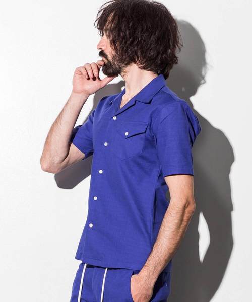 AKM Contemporary(エイケイエムコンテンポラリー)の「AKM Contemporary(エイケイエムコンテンポラリー)リネン混プリぺラハーフスリーブシャツ(シャツ/ブラウス・メンズ・ホワイト/ブラック/ネイビー/カーキ/ロイヤルブルー・MEDIUM/SMALL/LARGE)」の8枚目の写真