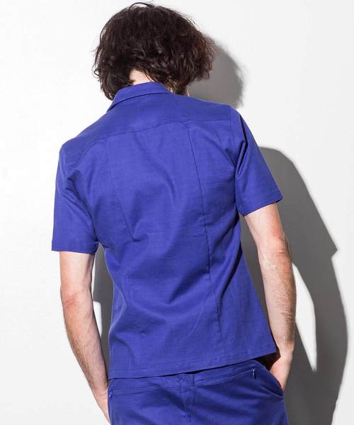 AKM Contemporary(エイケイエムコンテンポラリー)の「AKM Contemporary(エイケイエムコンテンポラリー)リネン混プリぺラハーフスリーブシャツ(シャツ/ブラウス・メンズ・ホワイト/ブラック/ネイビー/カーキ/ロイヤルブルー・MEDIUM/SMALL/LARGE)」の9枚目の写真